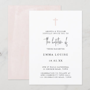 Invitation Aquarelle minimaliste élégante Baptême manuscrit