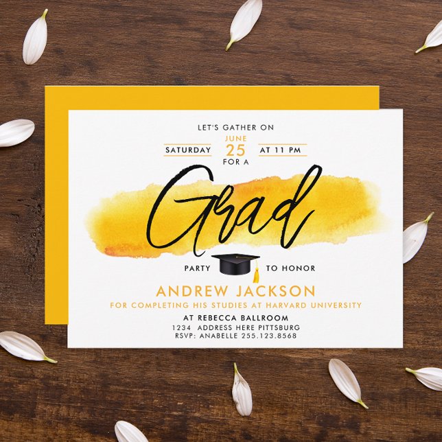 Invitation Aquarelle minimaliste Jaune Jaune Jaune Jaune (Créateur téléchargé)