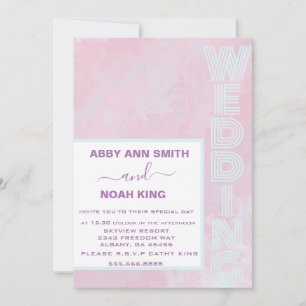 Invitation Aquarelle minimaliste moderne rose et Mariage bleu