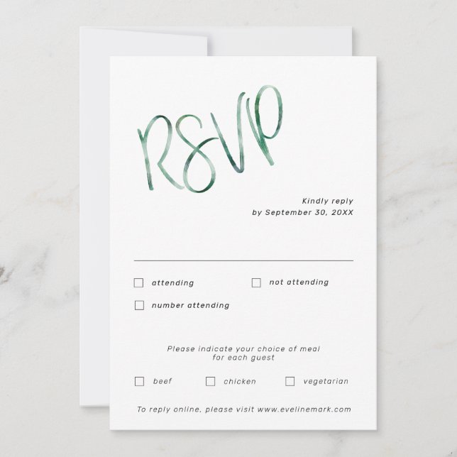 Invitation Aquarelle minimaliste RSVP (Devant)
