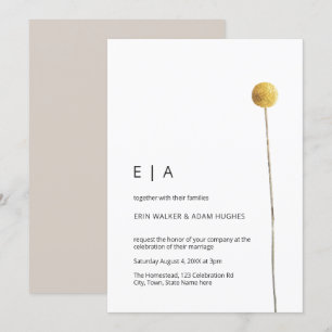 Invitation Aquarelle minimaliste simple Pierre fleurie Jaune