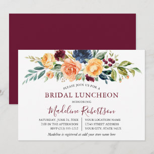 Invitation Aquarelle Mixte Floral Bridal Lunch Bourgogne