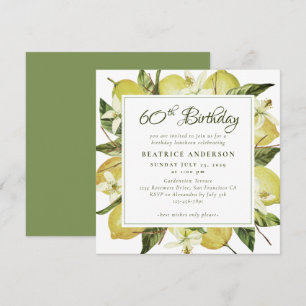 Invitation Aquarelle moderne 60e anniversaire Lemon Botanical