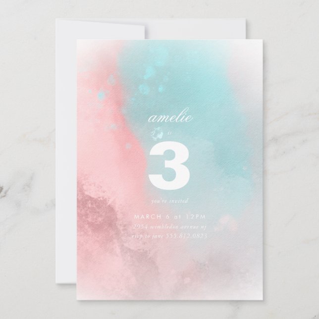 Invitation Aquarelle moderne Anniversaire de enfant personnal (Devant)