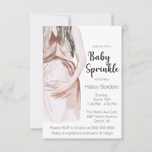 Invitation Aquarelle moderne attenante Mère Bébé arroser (Devant)