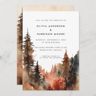 Invitation Aquarelle moderne Automne Mariage de montagne exté