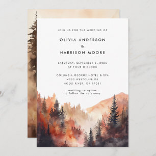 Invitation Aquarelle moderne Automne Mariage de montagne exté