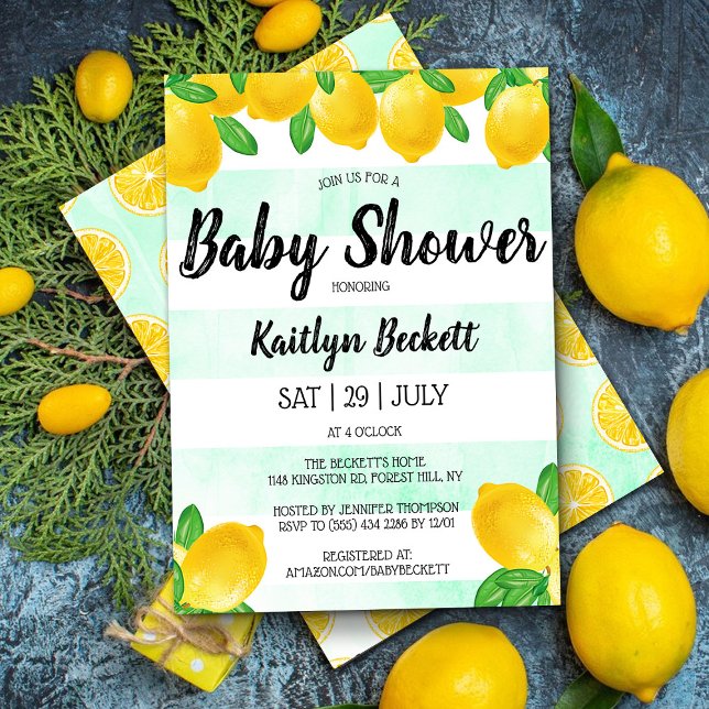 Invitation Aquarelle moderne Baby shower citronnier (Créateur téléchargé)