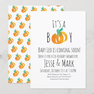 Invitation Aquarelle moderne Baby shower Citrouille minuscule