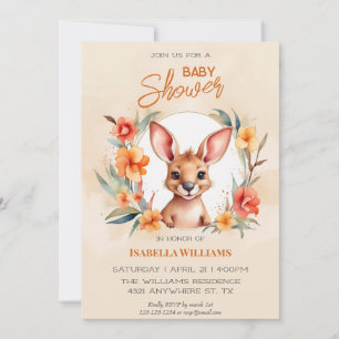 Invitation Aquarelle moderne Baby shower Kangaroo