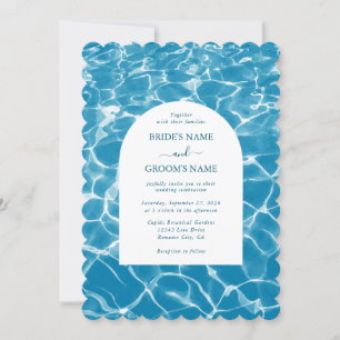 Invitation Aquarelle moderne Blue Ocean Beach Mariage