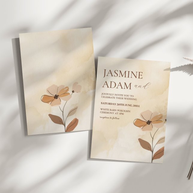 Invitation Aquarelle moderne Boho Floral Mariage d'automne (Créateur téléchargé)