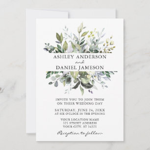 Invitation Aquarelle moderne Botanique Mariage de verdure