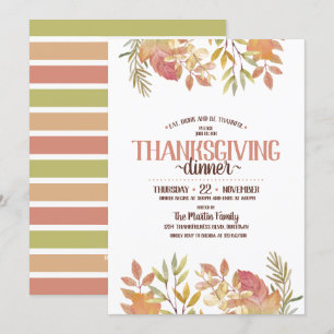 Invitation Aquarelle moderne Botanique Thanksgiving Dîner