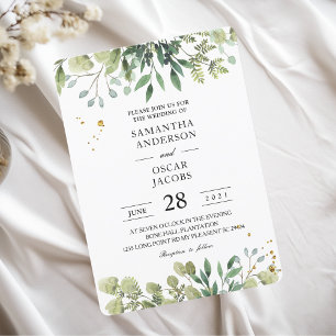 Invitation Aquarelle moderne Branche des Feuilles verts