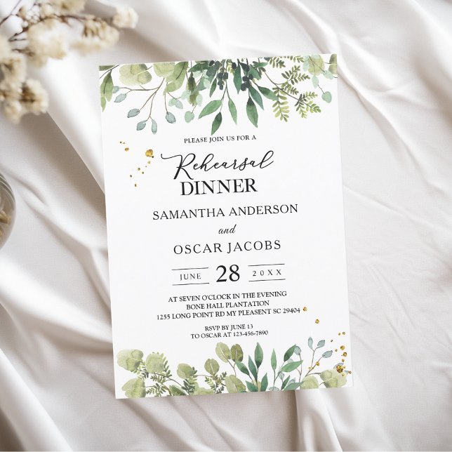 Invitation Aquarelle moderne Branche des Feuilles verts (Créateur téléchargé)