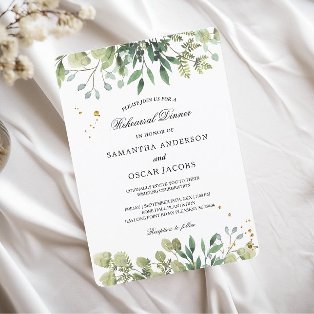 Invitation Aquarelle moderne Branche des Feuilles verts (Créateur téléchargé)