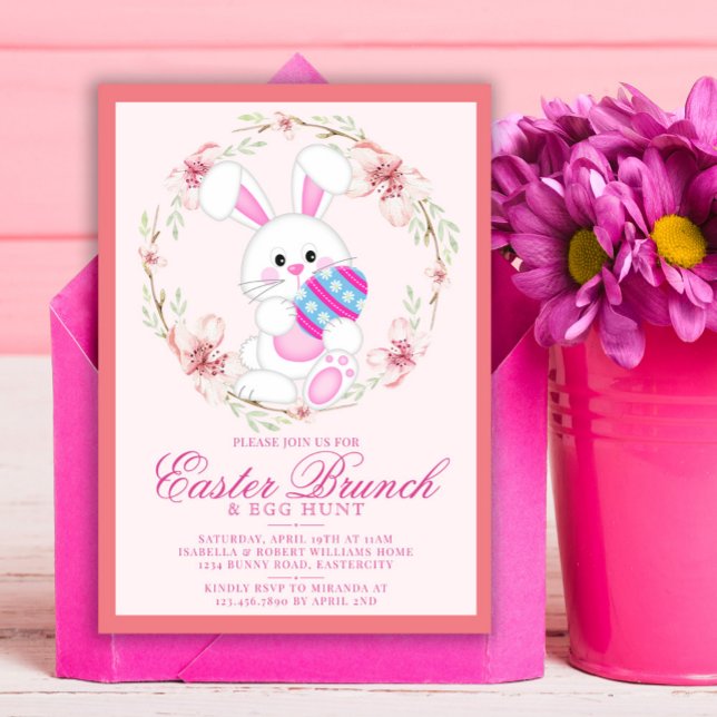 Invitation Aquarelle moderne Chasse aux oeufs de Brunch de Pâ (Créateur téléchargé)