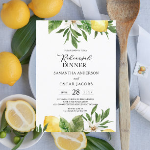 Invitation Aquarelle moderne Citrons et feuilles jaunes