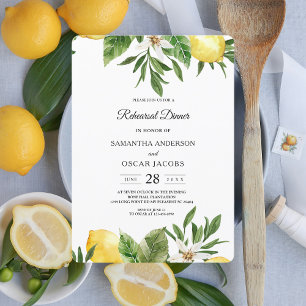 Invitation Aquarelle moderne Citrons et feuilles jaunes