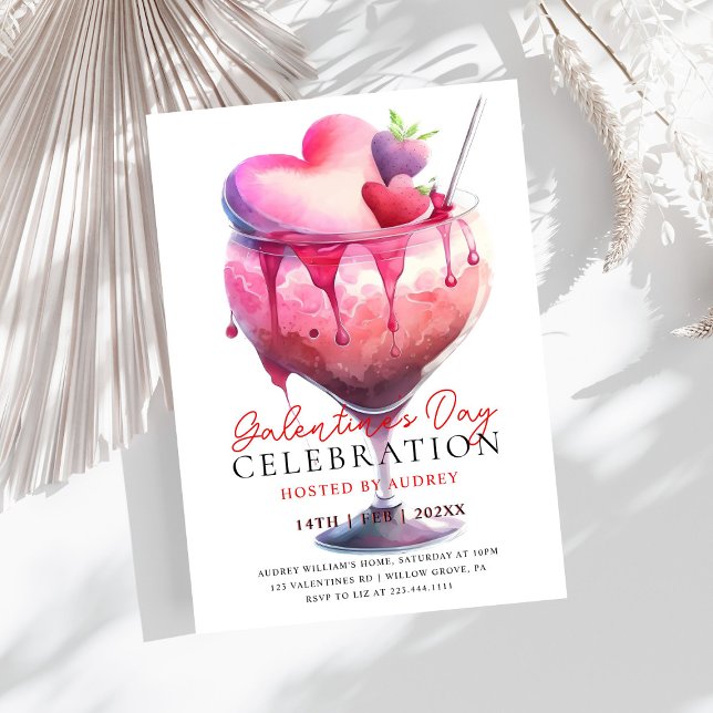 Invitation Aquarelle moderne Cocktail Fête de la Saint-Galent (Créateur téléchargé)