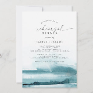 Invitation Aquarelle moderne   Dîner de répétition Turquoise