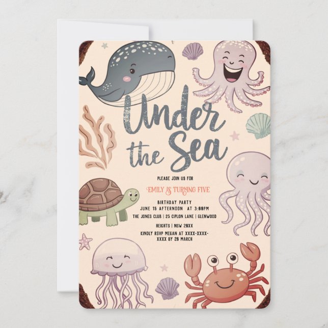 Invitation Aquarelle moderne et élégante sous l'anniversaire  (Devant)