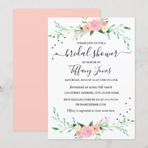 Invitation Aquarelle moderne Floral Douche nuptiale Invitatio