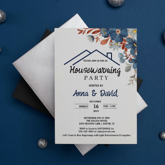 Invitation Aquarelle moderne Floral Fête de Chauffage (Modern Watercolor Floral Housewarming Party invite open house party family friends neighborhood )