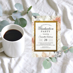 Invitation Aquarelle moderne Floral Orchid Gold Frame