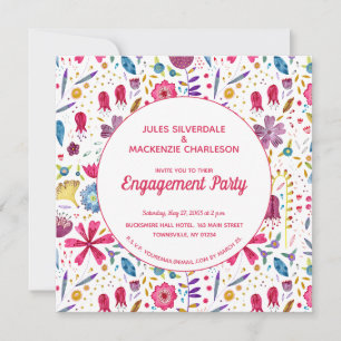 Invitation Aquarelle moderne Floral rose violet