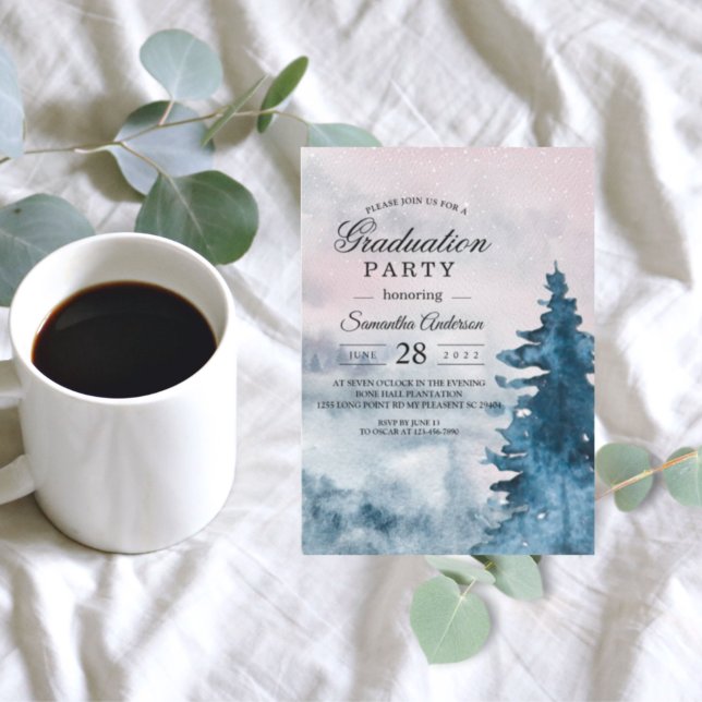 Invitation Aquarelle moderne hiver Arbre de Noël Nature Inv (Créateur téléchargé)