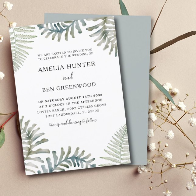 Invitation Aquarelle moderne Mariage vert (Créateur téléchargé)