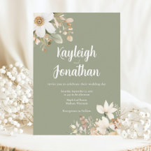 Aquarelle moderne Mariage vert Sage Floral