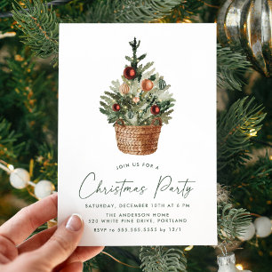 Invitation Aquarelle moderne Noël Arbre fête