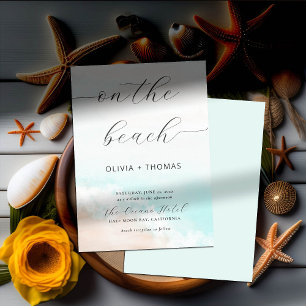 Invitation Aquarelle moderne Plage tropicale Vague Aqua Maria