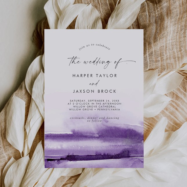 Invitation Aquarelle moderne | Purple Le Mariage De (Créateur téléchargé)