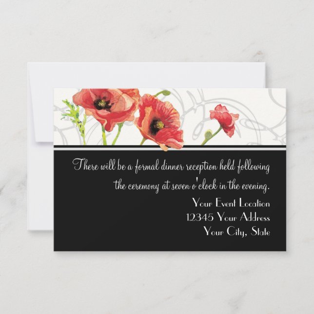 Invitation Aquarelle moderne Rouge Poppies de pavot tordes No (Devant)