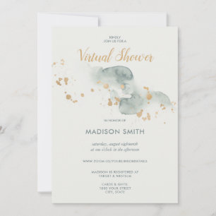Invitation Aquarelle moderne Sage Vert Fête des mariées virtu