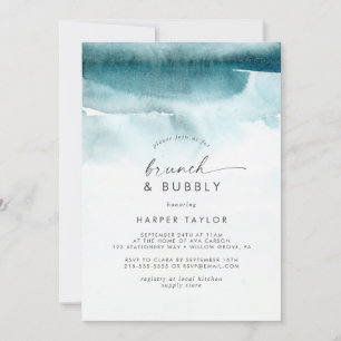 Invitation Aquarelle moderne Turquoise Brunch & Bubbly Brid