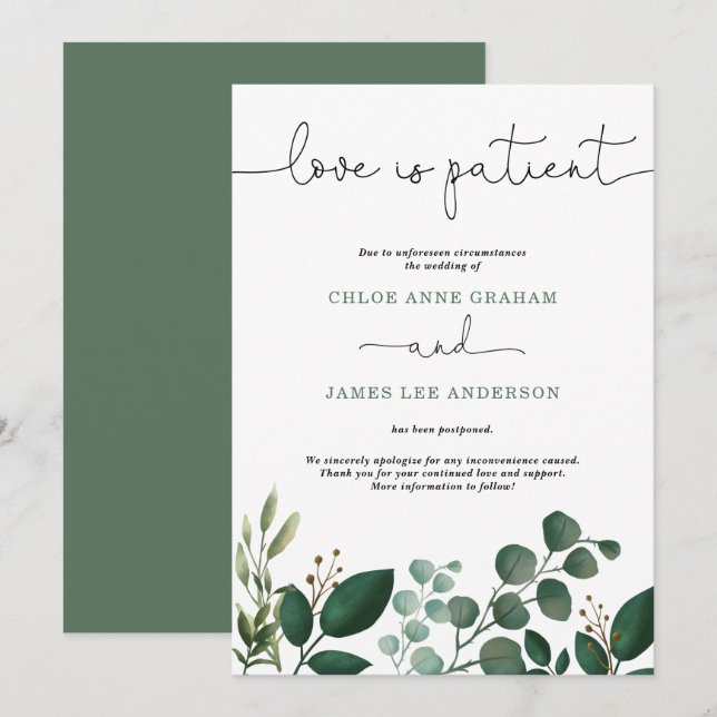 Invitation Aquarelle moderne Verdure L'amour est un Mariage p (Devant / Derrière)