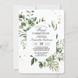 Invitation Aquarelle moderne Vert Eucalyptus Cadre vert