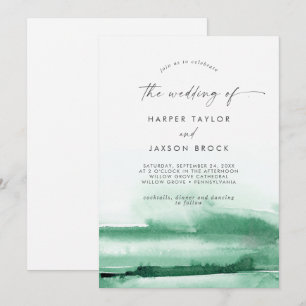 Invitation Aquarelle moderne   Vert Le Mariage De