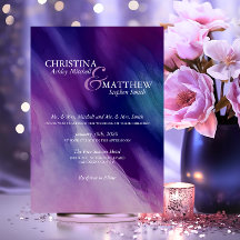 Aquarelle moderne violet Mariage bleu marine