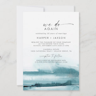 Invitation Aquarelle Moderne   Vœu de Renouvellement Teal We 