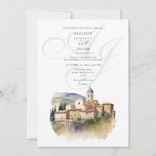 Invitation Aquarelle Monogramme Italien Destination Mariage