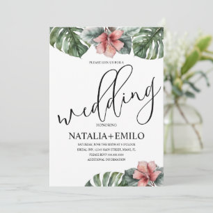 Invitation Aquarelle Monstera Branche Mariage de verdure