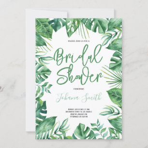 Invitation Aquarelle Monstera Feuilles Fête des mariées tropi
