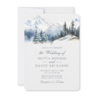 Aquarelle Montagnes d'hiver et pins Mariage