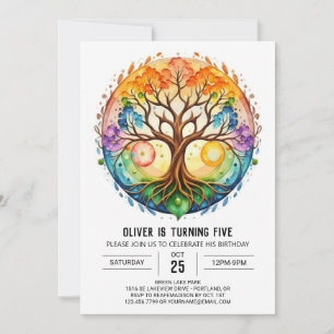 Invitation Aquarelle Nature Arbre de vie Anniversaire